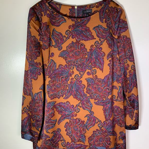 The Limited Paisley Printed Long Sleeve Dress Size Large NWT Copper Lined Orange - Picture 7 of 16